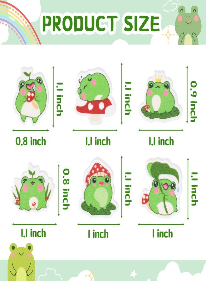 Yopyame 60PCS Cute Frog Erasers for Kids Bulk: 60 Mini Animal Erasers in 6 Styles, Green, Round, Rubber, Children's Pencil Erasers, Eraser - Image 2